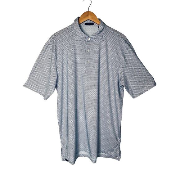 Turtleson Men's Performance Golf Polo Shirt Blue Size L Diamond/Geometric Print - Picture 1 of 12